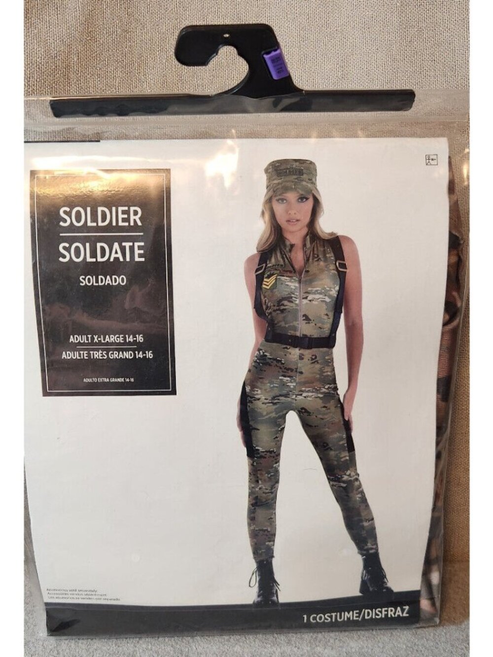 Sexy Sleeveless Jumpsuit Soldier Camo Green 2PC Catsuit XL XLARGE 14 -16 NEW - Picture 2 of 3
